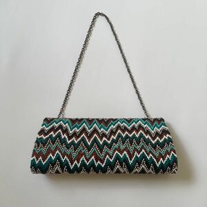 【美品】 DEEPA GURNANI ディーパグルナニ　ビーズ刺繍　チェーン付き　2WAY　クラッチバッグ　ショルダーバッグ