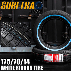 SURE TRAC ホワイトリボンタイヤ 175/70R14　2本（シュアトラック）＜ローライダー/USDM/インパラ/タウンカー/キャデ/カプリス＞