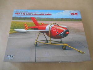 〔全国一律送料340円込〕1/48 ICM アメリカ ライアン KDA-1(Q-2A) ファイアビー 高速標的機 w/トレーラー