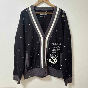 (^w^)b SABIT NYC カーディガン ブラック系 総柄 オシャレ メンズ Lサイズ