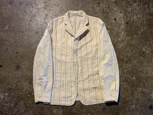 COMME des GARCONS HOMME PLUS AD1988 フロント切替 ストライプ柄4Bジャケット 1980s コムデギャルソンオムプリュス PJ-110760