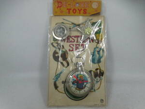 * tin plate . toy 3 point [ pocket watch + compass + security .baji] unused 