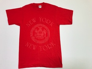 90s USA製 フルーツオブザルーム NEW YORK ニューヨーク Tシャツ 発泡プリント サイズ M クリックポスト