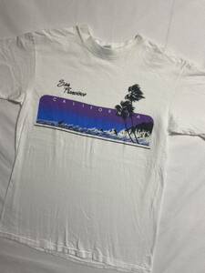 80s USA製　HANSE ヘインズ　ビーチT Tシャツ　CALIFORNIA サイズ　M シングルステッチ　ホワイト　OLD vintage