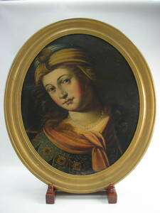 アンティーク17~18世紀初期頃　絵画　肖像画　パールネックレスの女性★油絵　西洋絵画