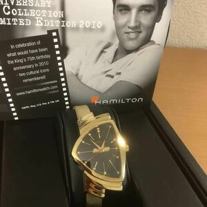 ハミルトン ベンチュラ エルビス 75周年 ゴールド メンズ 赤針 ツートーンベルト 腕時計 クォーツ 限定モデル