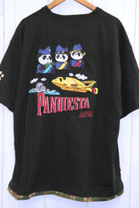 大きいサイズ PANDIESTA JAPAN パンディエスタジャパン 熊猫 サンダーバード パンダ 刺繍 半袖Tシャツ ブラック 迷彩 XXLサイズ