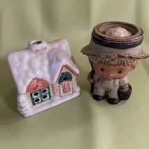 陶器　ハウス、少年のキャンドルホルダーセット_画像4
