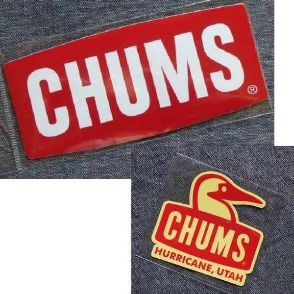 2枚セット CHUMS ステッカー CH62-1071 CH62-1124 RED 新品 防水素材