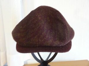 ￥ MAQUILLAGE ￥レディース・メンズ　ラメ入紫色　ハンチング サイズ５７cm　キャップ　帽子　ウール使用　日本製
