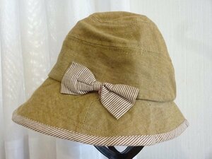 □ 大同 □レディース・ガールズ　ベージュ色　クロッチェ　リボン付　サイズ５６cm　キャップ　帽子　コットン帽