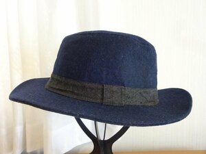 ∋ Connect ∋メンズ・レディース　紺色帽子　中折れハット　サイズ５７cm〜５９cm　キャップ　帽子　ウール使用