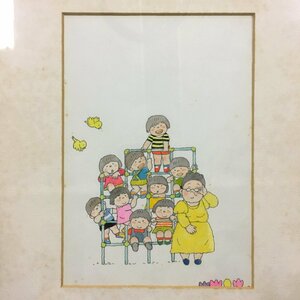 Art hand Auction Ryoji Minemura original painting Mako-chan from the Relaxing Nursery School Cover Frame 305x395 Matte window 150x215mm Watercolor Hand-drawn painting Kazuko Urano, Artwork, Painting, acrylic, Gash