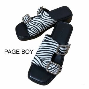 PAGE BOY ページボーイ　Wバックル　サンダル　ゼブラ柄　M 23.5