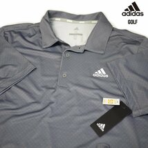 新品 adidas GOLF ストレッチ UVカット ポロシャツ (M) ダークグレー ドット柄 UPF50 アディダス ゴルフ USAモデル /Ha34_画像1