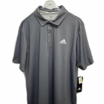 新品 adidas GOLF ストレッチ UVカット ポロシャツ (M) ダークグレー ドット柄 UPF50 アディダス ゴルフ USAモデル /Ha34_画像2