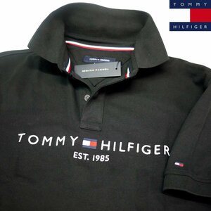 新品 トミーヒルフィガー 刺繍ロゴ ストレッチ ポロシャツ (XXL) ブラック 黒 ゴルフにも！TOMMY HILFIGER USAモデル /fa7