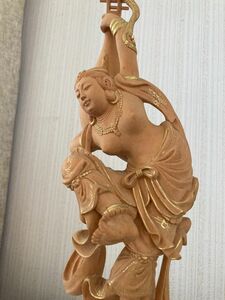 飛天　木彫り　彫刻　仏教美術 工芸品 実木 仏像 置物 観音菩薩