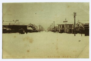 北海道 帯広 西二条駅前の雪景 街並み