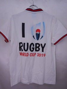  rugby World Cup official polo-shirt Japan representative * white color * collar . line rare commodity S size man and woman use * free shipping 