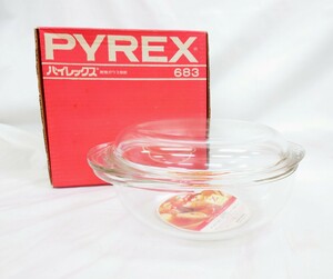 【未使用】PYREX パイレックス キャセロール 683 耐熱ガラス食器 24cm 岩城硝子 Y12