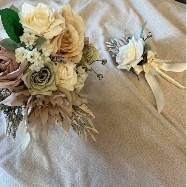 造花 ウエディングブーケ ブートニア 結婚式 前撮り ハンドメイド