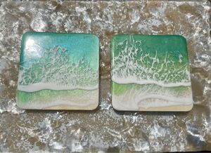 【Resin Coaster】2枚セット　ペア　レジンオーシャンコースター　サンセット