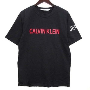  Calvin Klein jeans Calvin Klein Jeans in stay te.-shonaru Logo slim T-shirt cut and sewn short sleeves crew neck black M