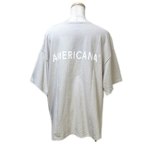 アメリカーナ AMERICANA 近年 サイドジップ 半袖 カットソー Tシャツ ロゴプリント M ライトグレー ■U90 X レディースの画像2