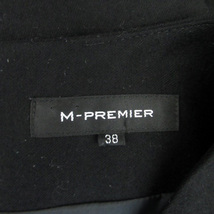 エムプルミエ M-Premier ワンピース ラウンドネック 半袖 ひざ丈 ティアード ウール 38 黒 ブラック /HO50 レディース_画像6