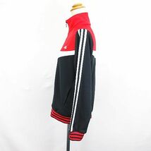 アディダス adidas ジャージ ジャケット 長袖 ジップアップ ライン ロゴ L グレー×レッド×ホワイト スポーツウェア ※EKM レディース_画像2