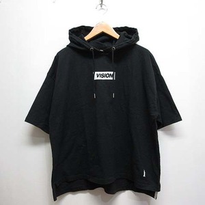 ヴィジョン ストリート ウェア VISION STREET WEAR × イーストボーイ EAST BOY 半袖 パーカー オーバーサイズ F 黒 ブラック フーディー