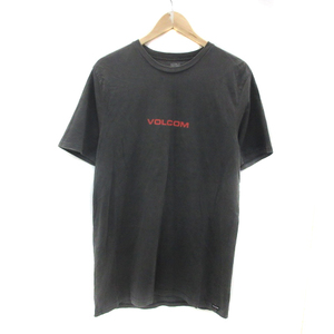 ボルコム VOLCOM Tシャツ カットソー 半袖 ラウンドネック ロゴ M チャコールグレー 赤 レッド /YS32 メンズ