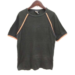 アーペーセー A.P.C. Tシャツ カットソー 五分袖 ラグランスリーブ クルーネック リブ ライン 1 深緑 ダークグリーン /CT メンズ