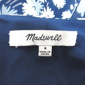 メイドウェル madewell ワンピース マキシ ロング 半袖 カシュクール シフォン スリット ウエストマーク 花柄 4 紺 ネイビー レディースの画像6