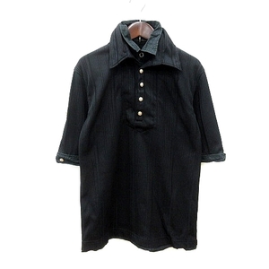 ザベイズガーデン The Bay's Garden ポロシャツ 五分袖 フェイクレイヤード M 黒 ブラック /MN メンズ