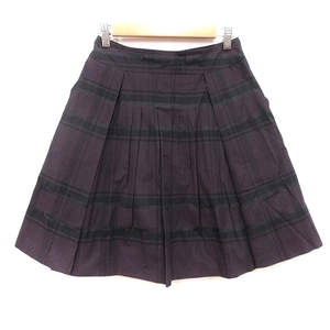  Natural Beauty NATURAL BEAUTY pleated skirt knee height check 36 purple purple /AU lady's 