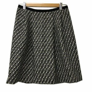  Indivi INDIVI skirt pcs shape flair Mini tweed style knitted lame tuck 40 black white black white lady's 