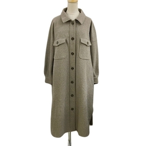  noire lable n'Or LABEL coat turn-down collar standard long melt n slit long sleeve F gray lady's 