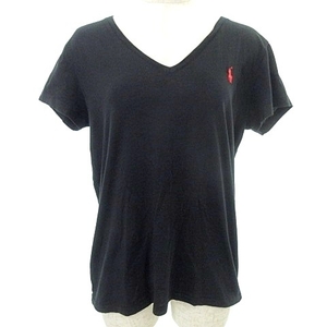  Polo Ralph Lauren POLO RALPH LAUREN внутренний стандартный короткий рукав футболка cut and sewn V шея шланг вышивка M чёрный черный #U30 A08002 женский 