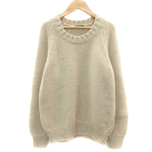  Le Ciel Bleu LE CIEL BLEU knitted sweater long sleeve round neck wool alpaca .F beige /YM39 lady's 