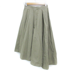  Rose Bud ROSE BUD flair skirt long height maxi height asimeto Lee plain S khaki /FF27 lady's 