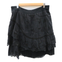 フラボア FRAPBOIS フレアスカート ひざ丈 プリーツ 刺繍 1 黒 ブラック /YK45 レディース_画像1