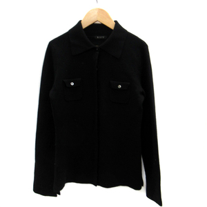 ビスティ BISTY ニットシャツ セーター 長袖 ウール M 黒 ブラック /SM29 レディース