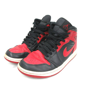 ナイキ NIKE ★AA☆ Air Jordan 1 Mid Bred 554724-074 US8.5 26.5cm エアジョーダン1 ミッド ブレッド スニーカー 靴 赤 黒 メンズ