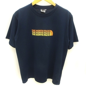 ザノースフェイス THE NORTH FACE NT32430 Tシャツ カットソー 半袖 プリント ロゴ 紺 ネイビー S ■GY01 メンズ