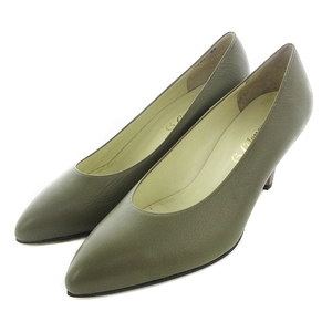 se Len si-Celencee leather pumps po Inte dotu plain 24 khaki shoes shoes lady's 