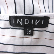 インディヴィ INDIVI ブラウス ストライプ 五分袖 38 白 ホワイト 紺 ネイビー 茶 ブラウン /MS レディース_画像5