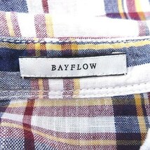 ベイフロー BAYFLOW シャツ 長袖 チェック 麻 リネン 3 紺 ネイビー 紫 パープル /CT ■MO レディース_画像5