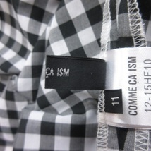 コムサイズム COMME CA ISM シャツ ブラウス プルオーバー 五分袖 ギンガムチェック 刺繍 11 黒 ブラック 白 ホワイト /YI レディース_画像6